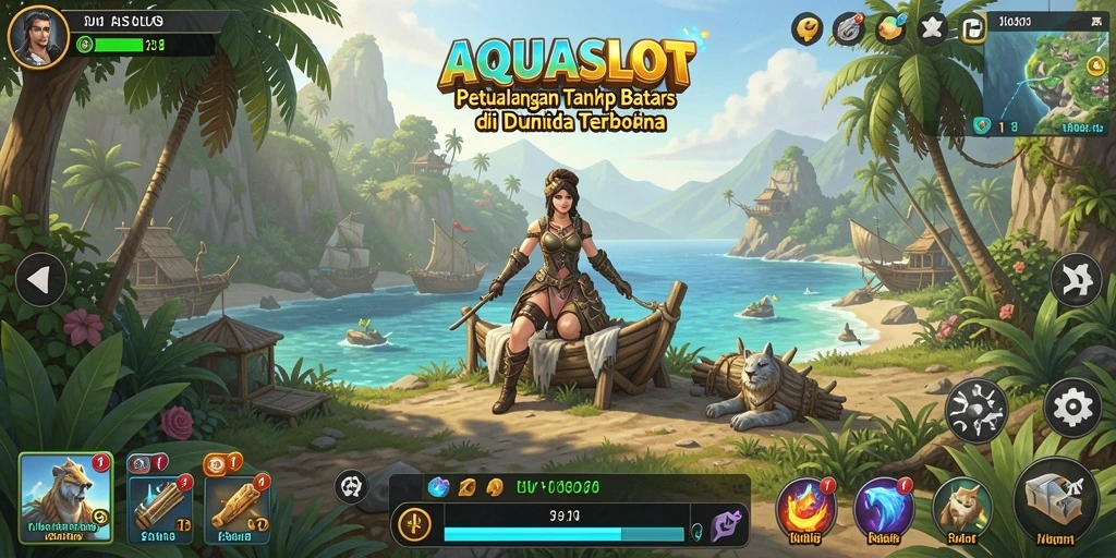 Tampilan gameplay AQUASLOT yang memukau dalam dunia terbuka.