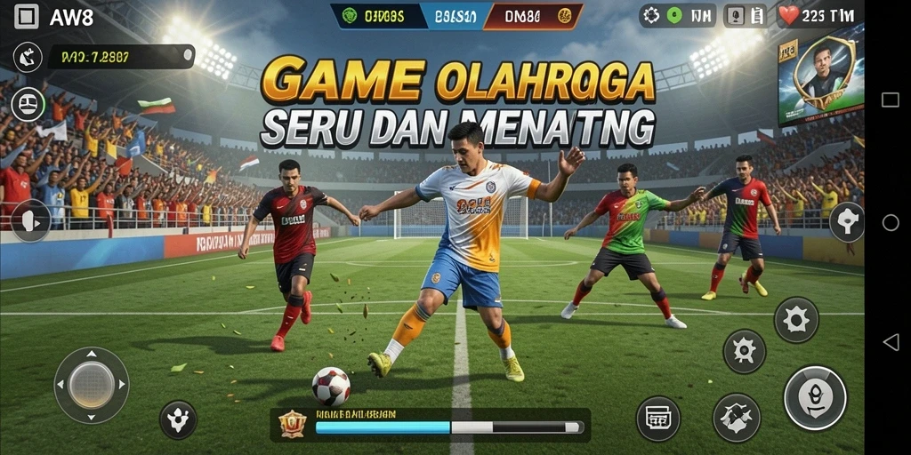 Tangkapan layar AW8 menunjukan visual gameplay olahraga yang seru.