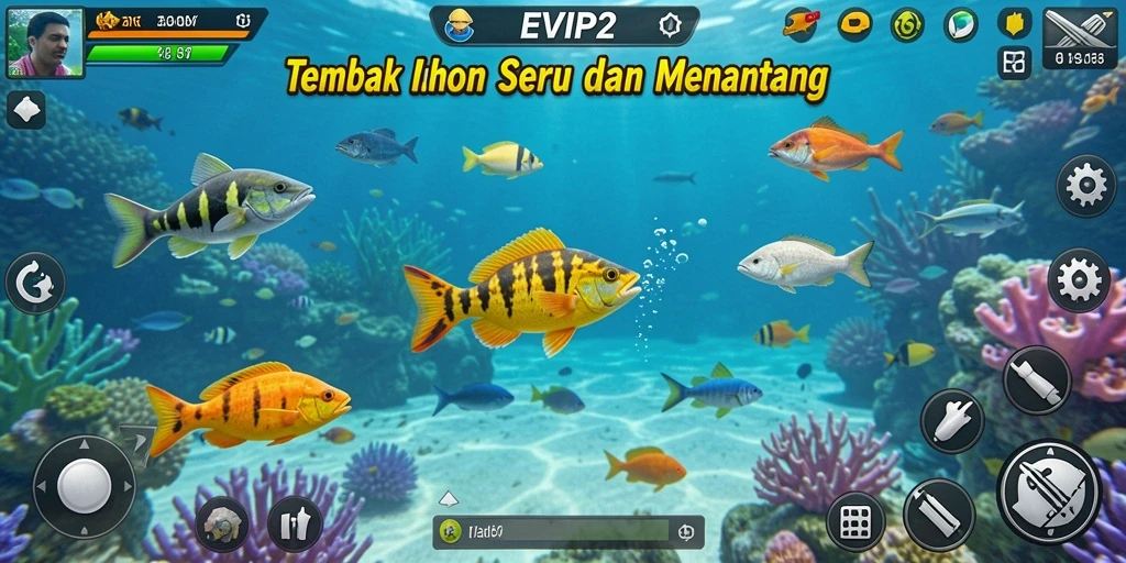 Tangkapan layar menarik dari gameplay Tembak Ikan di EVIP2.