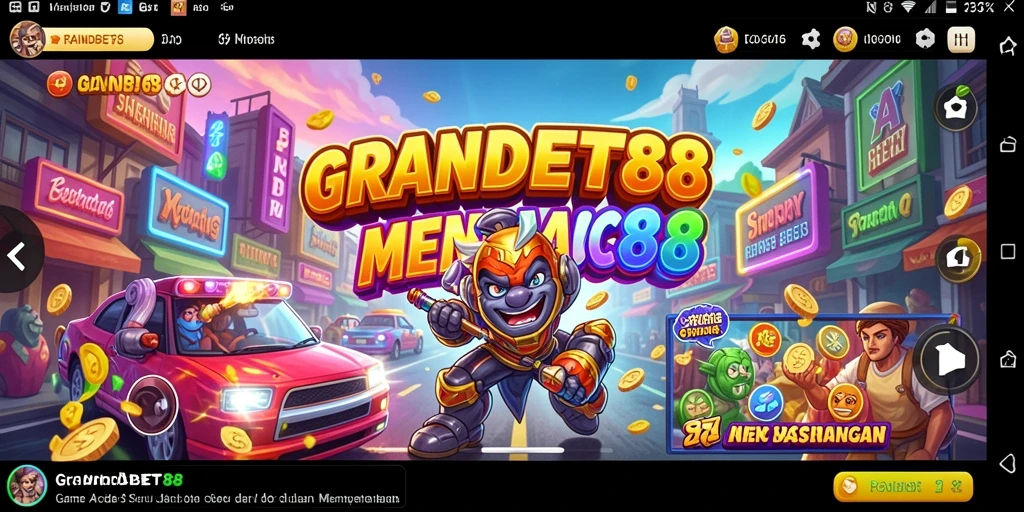 Screenshot utama GRANDBET88 menampilkan aksi gameplay arcade yang dinamis.