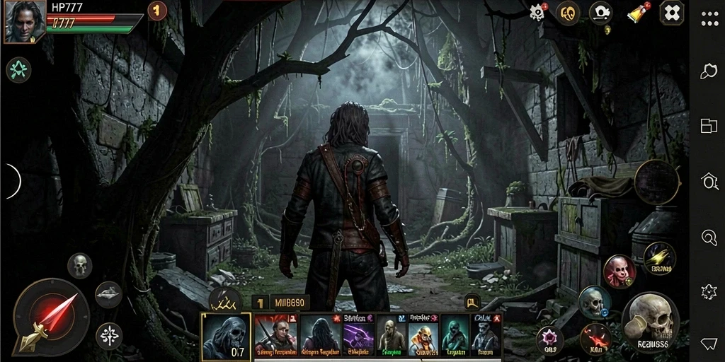 Screenshot menunjukkan suasana mencekam dalam gameplay HP777.