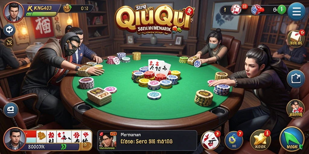 Tampilan menarik dari gameplay QiuQiu di KING403.