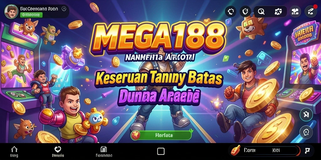 Menampilkan gameplay menegangkan dari MEGA188 dalam suasana arcade.