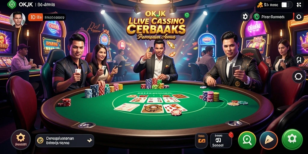 Tampilan antarmuka gameplay Live Casino yang menarik di OKJK.