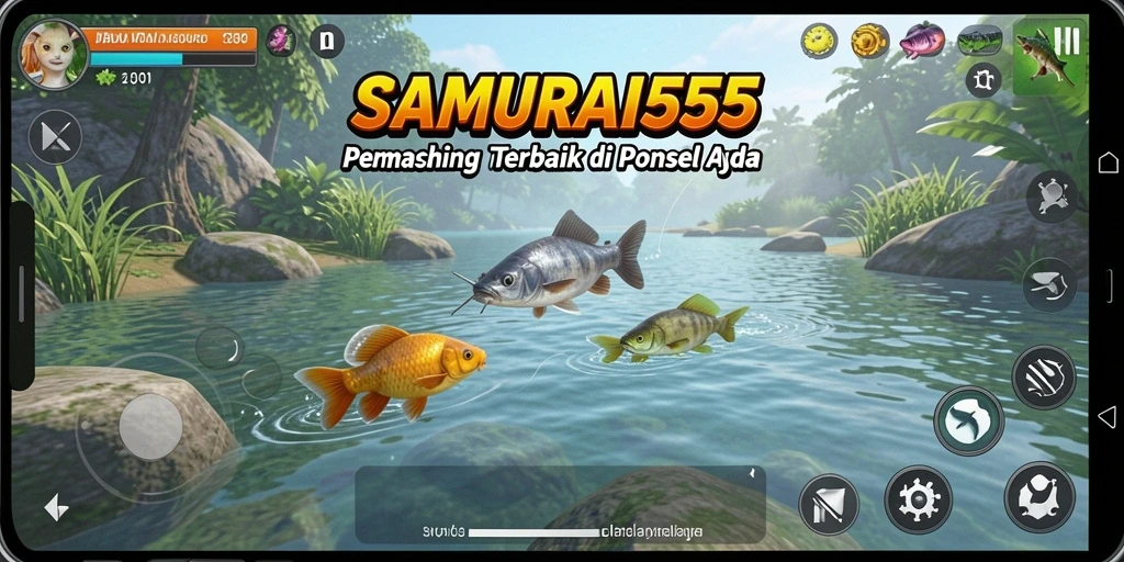 Tampilan gameplay memancing yang seru dalam SAMURAI555.