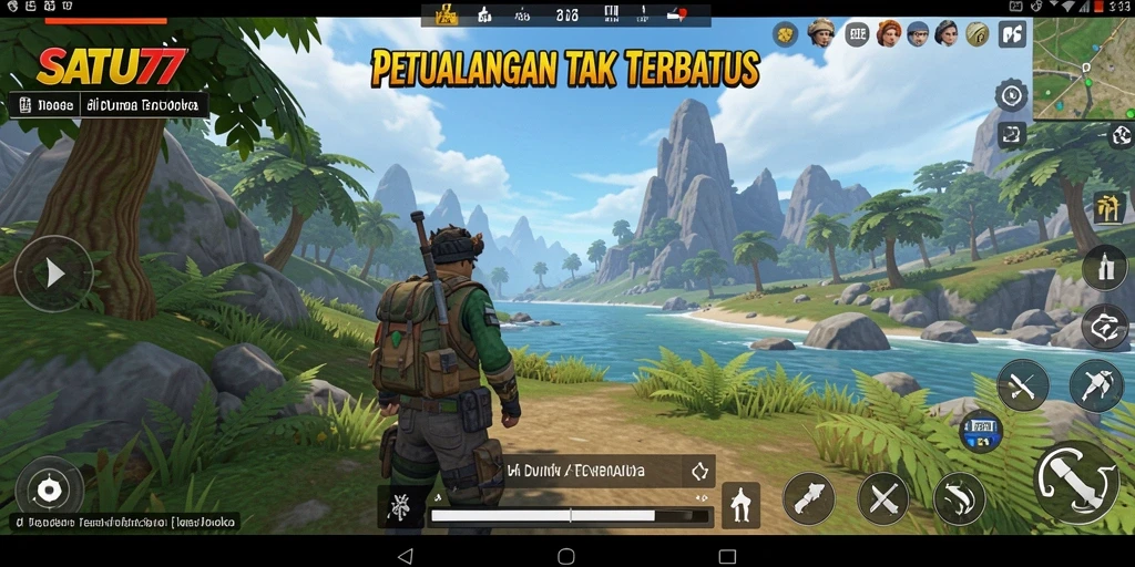 Tampilan gameplay <strong>SATU77</strong> di dunia terbuka yang dinamis dan interaktif.