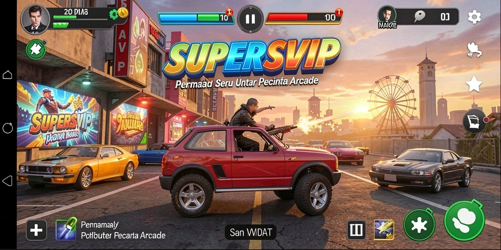 Screenshot gameplay SUPERSVIP dengan aksi seru dan grafis menawan.