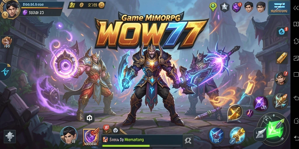 Screenshot gameplay WOW77 yang menampilkan pertempuran epik.