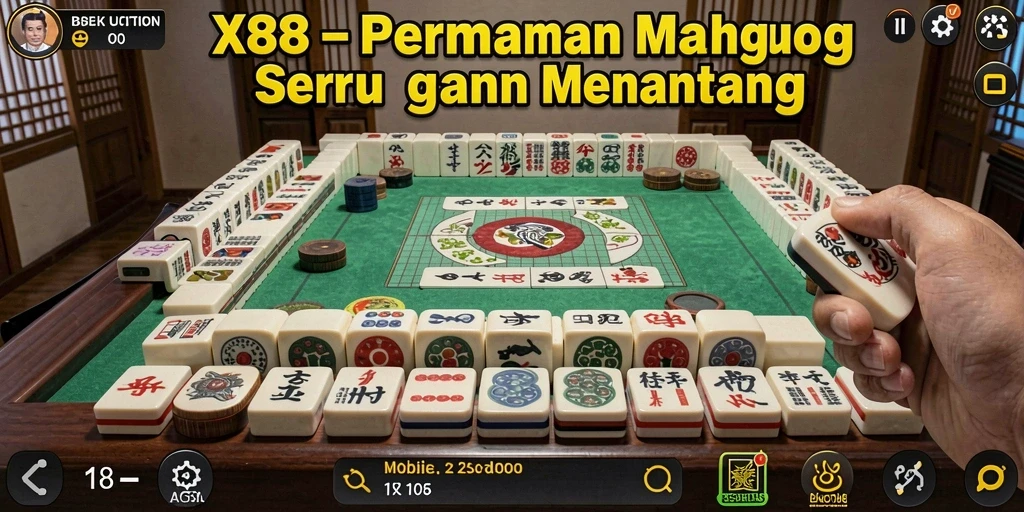 Tampilan gameplay X88 yang mengasyikkan dalam permainan Mahjong.
